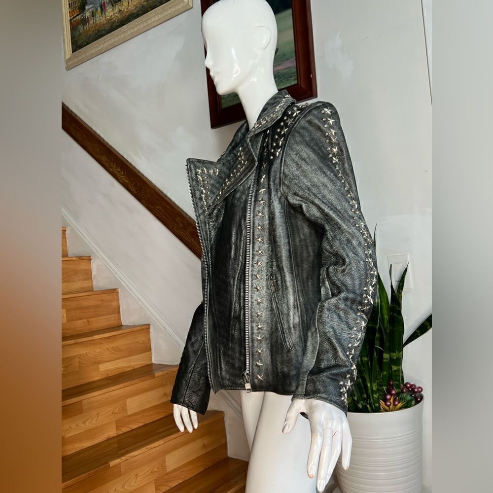 Free People x Understated Leather Star Studded Distressed Jacket - Picture 6 of 10